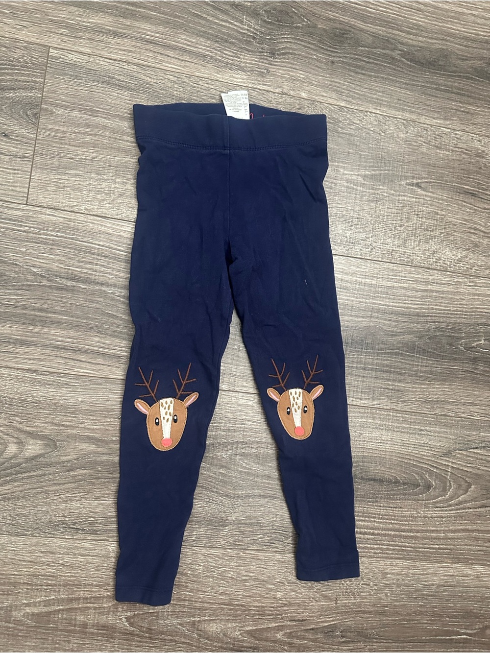 Mini Boden 5-6 Girls Reindeer Leggings Navy